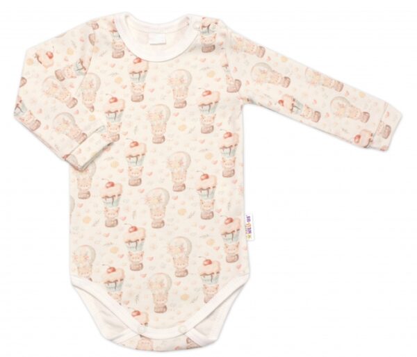 2-dílná sada body zap. u krku + polodupačky, Baby Nellys, Sweet Candy - krémová - Image 3