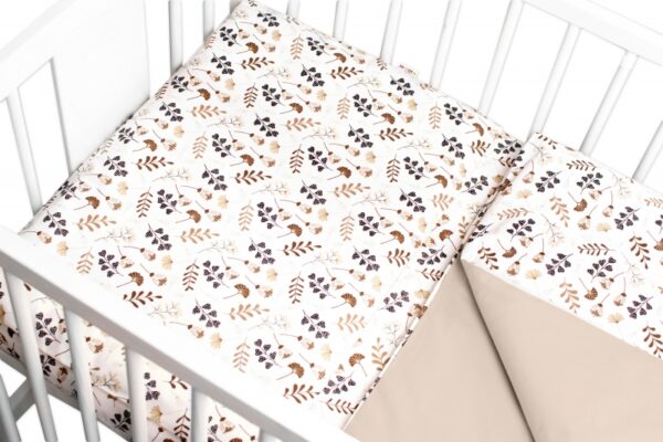 Mantinel s povlečením, 3dílná sada Louka, Baby Nellys, béžová/hnědá - Obrázek 3