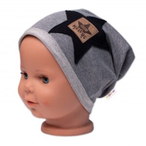 Dětská čepice bavlna, Baby Star, Baby Nellys, šedá