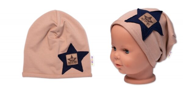 Dětská čepice bavlna, Baby Star, Baby Nellys, cappuccino - Image 2