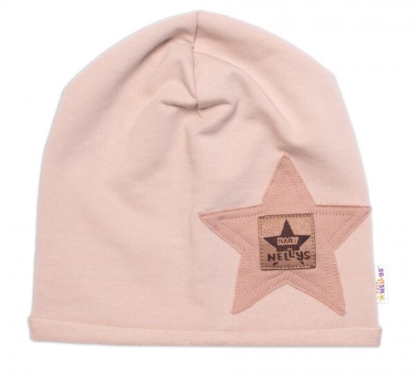Dětská čepice bavlna, Baby Star, Baby Nellys, béžová - Obrázek 2