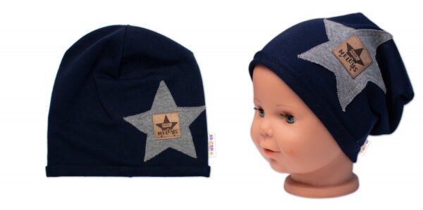 Dětská čepice bavlna, Baby Star, Baby Nellys, granát, vel. 104/134 - Obrázek 2
