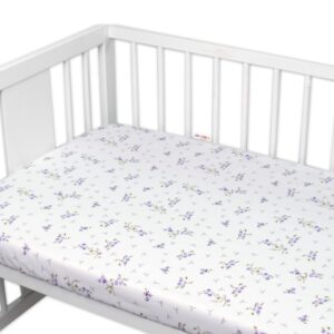 Bavlněné prostěradlo, Levandule, Baby Nellys, bíla/fialová, 140x70 cm