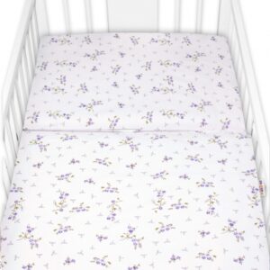 Povlečení do postýlky, 2D sada bavlna - Levandule, Baby Nellys, bílá/fialová