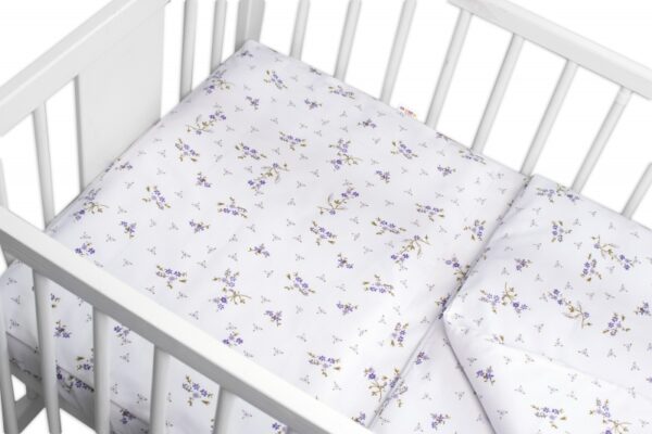Mantinel s povlečením, 3dílná sada Levandule, Baby Nellys, bílá/fialová - Obrázek 2