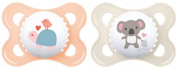 Ortodontický silikonový dudlík MAM, Original Girl 2-6 m, smetanová/meruňková, 2 ks - Obrázek 2