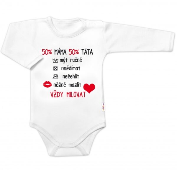 Body dlouhý rukáv Vždy milovat, Baby Nellys, bílé, vel. 86