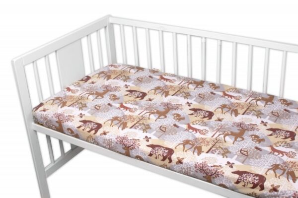 Bavlněné prostěradlo, Wild animals, Baby Nellys, hnědé - Image 2