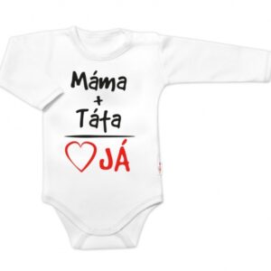 Body dlouhý rukáv s vtipným textem Baby Nellys, Máma+Táta, bílé, vel. 68