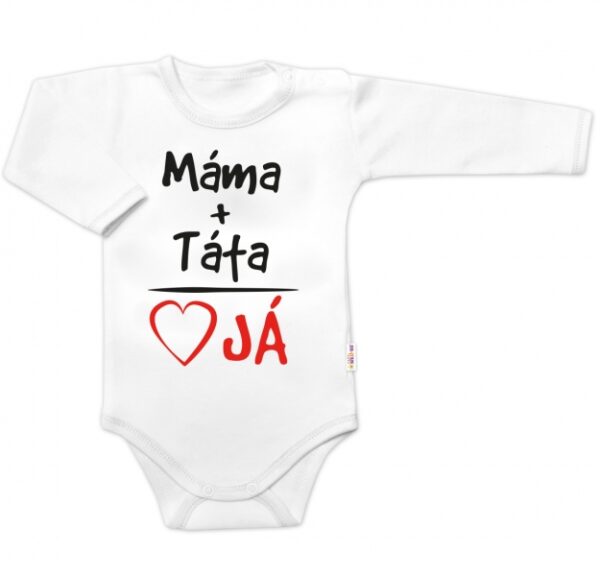 Body dlouhý rukáv s vtipným textem Baby Nellys, Máma+Táta, bílé, vel. 86