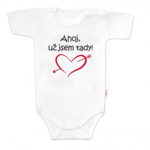 Body krátký rukáv Ahoj už jsem tady!, Baby Nellys, bílé, vel. 68