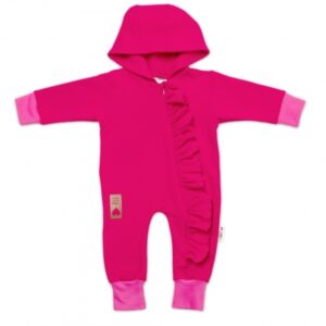 Teplákový overal s volánkem a kapucí GIRL, Baby Nellys, amarant, vel. 62