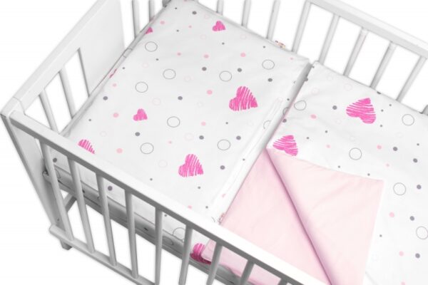 Mantinel s povlečením 3D bavlněná sada, I love Girl, 120x90 cm Baby Nellys, růžový/bílý - Obrázek 3