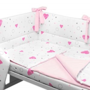 Mantinel s povlečením 3D bavlněná sada, I love Girl, 135x100 cm Baby Nellys, růžový/bílý