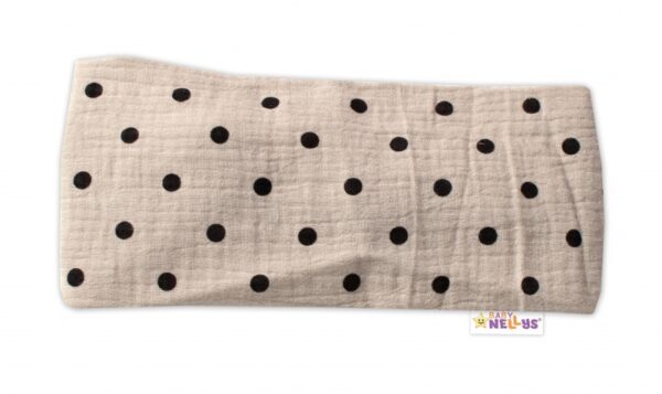 Letní čelenka, bandana, mušelín, Puntík, Baby Nellys - cappuccino, vel. 116/122 - Image 2