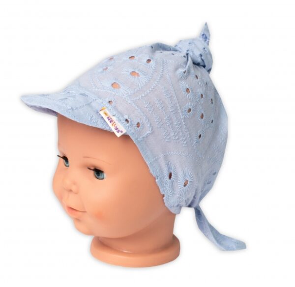 Letní šátek s kšiltem, bavlna, Madeira, Baby Nellys - jeans, vel. 9/36 m