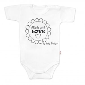 Body krátký rukáv Made with love, Baby Nellys, bílé, vel. 68