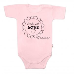 Body krátký rukáv Made with love, Baby Nellys, růžové, vel. 68