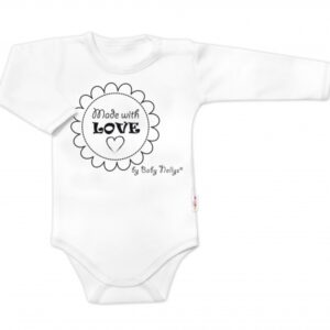 Body dlouhý rukáv Made with love, Baby Nellys, bílé, vel. 68