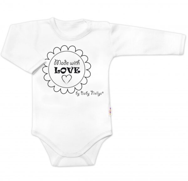Body dlouhý rukáv Made with love, Baby Nellys, bílé, vel. 68