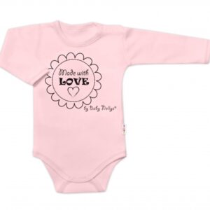 Body dlouhý rukáv Made with love, Baby Nellys, růžové, vel. 68