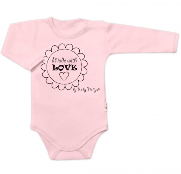 Body dlouhý rukáv Made with love, Baby Nellys, růžové, vel. 68