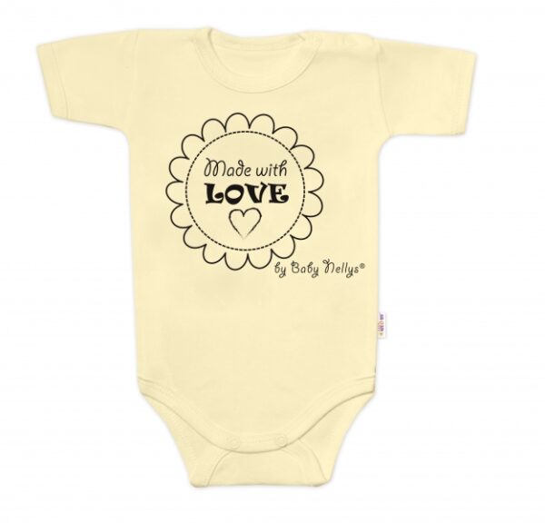 Body krátký rukáv Made with love, Baby Nellys, žluté, vel. 68