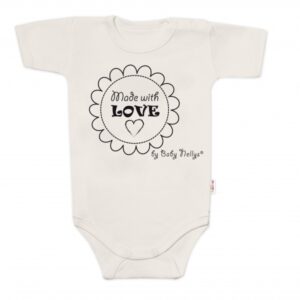 Body krátký rukáv Made with love, Baby Nellys, béžové, vel. 68