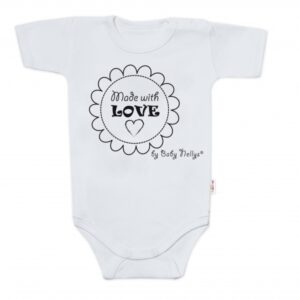 Body krátký rukáv Made with love, Baby Nellys, šedé, vel. 68