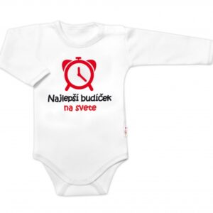 Body dlouhý rukáv Najlepší budíček na svete, Baby Nellys, bílé, vel. 68