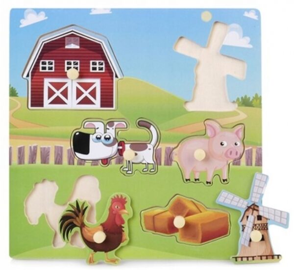 Dřevěné zábavné, vkládací puzzle  Tulimi - Farma - 6 dílků - Obrázek 2