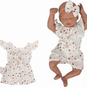 Body s nohavičkami kr. rukáv + čelenka, mušelín, 2D sada, Z&Z, bílá, vel. 86