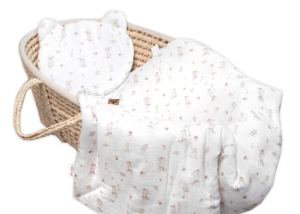 Mušelínová sada GOOSE Teddy 30x35cm, 70x100cm, 2D, Baby Nellys, bílá, Husičky - Obrázek 4
