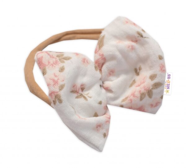 Mušelínové šatičky + čelenka 2-dílná sada Pivoňky, Baby Nellys, smetanové, vel. 98 - Image 6