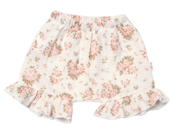Zavinovací body, kraťasky + čelenka, mušelín, Pivoňky, Baby Nellys, smetanové, vel. 86 - Image 5