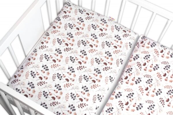 Povlečení do postýlky, 2D sada flanel - Louka, Baby Nellys, béžová/bílá - Obrázek 2