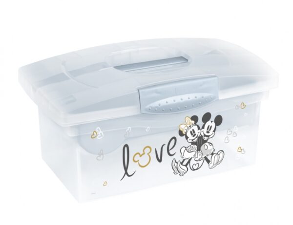 Přenosný box s organizérem Mickey Mouse, transparentní/modrá