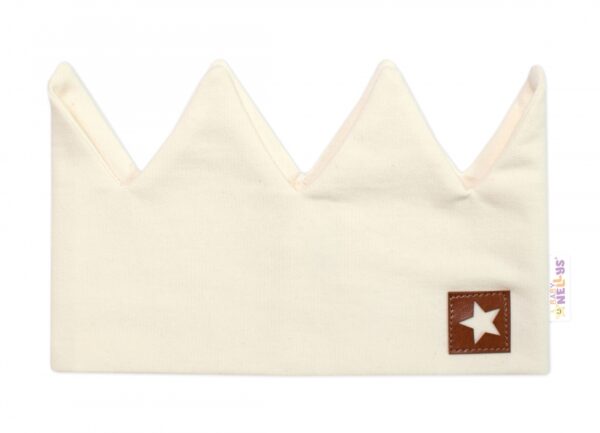 Dvouvrstvá čelenka, Baby Nellys Hand Made, bavlna, Korunka STAR - smetanová, 104/116 - Obrázek 2