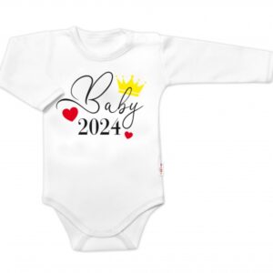 Body dlouhý rukáv Baby 2024, Baby Nellys, bílé, vel. 68