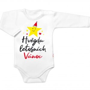 Body dlouhý rukáv Hvězda letošních Vánoc, Baby Nellys, bílé, vel. 68