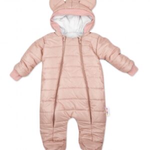 Zimní prošívaná kombinéza Lux s kapucí Ouško Baby Nellys, pudrová, vel. 68