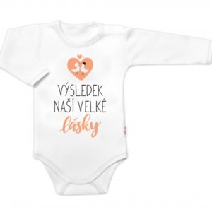 Body dlouhý rukáv, Výsledek naší velké lásky, Baby Nellys, bílé, vel. 68