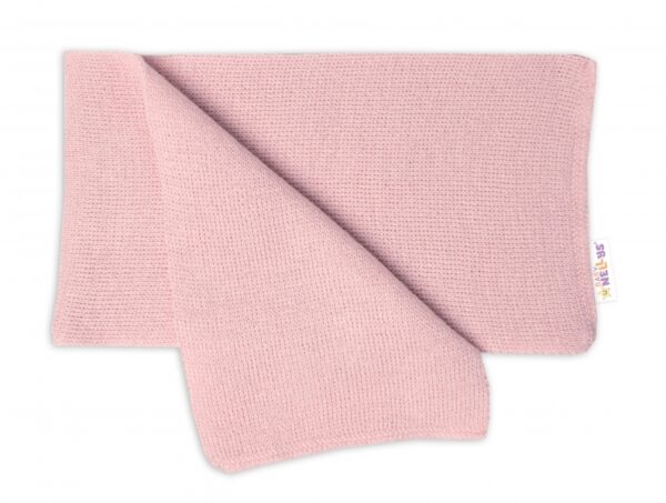 Zimní čepice na zavazování s bambulky + šál, Baby Nellys - pudrově růžová - Image 3