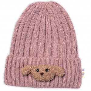 Dětská zimní čepice Bear, Baby Nellys - pudrově růžová, vel. 48-54 cm