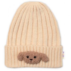 Dětská zimní čepice Bear, Baby Nellys - ecru, vel. 48-54 cm