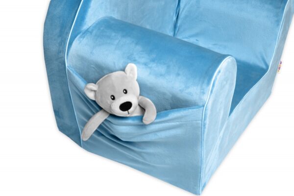 Dětské křesílko Teddy Velvet s boční kapsou Baby Nellys, modré - Obrázek 2