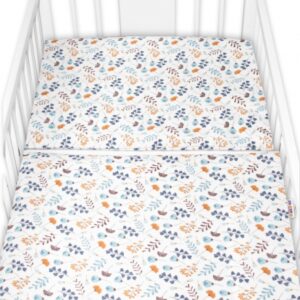 Povlečení do postýlky, 2D sada flanel - Louka, Baby Nellys, modrá/bílá