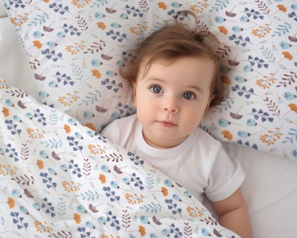 Povlečení do postýlky, 2D sada flanel - Louka, Baby Nellys, modrá/bílá - Obrázek 2