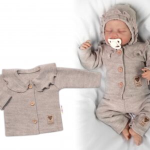 Pletený svetřík s volánkem Girl, Baby Nellys, béžový, vel. 68