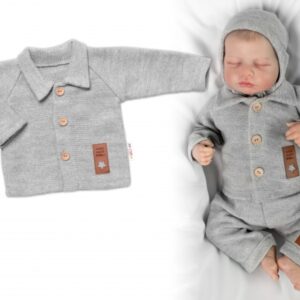 Pletený svetřík s knoflíčky Boy, Baby Nellys, šedý